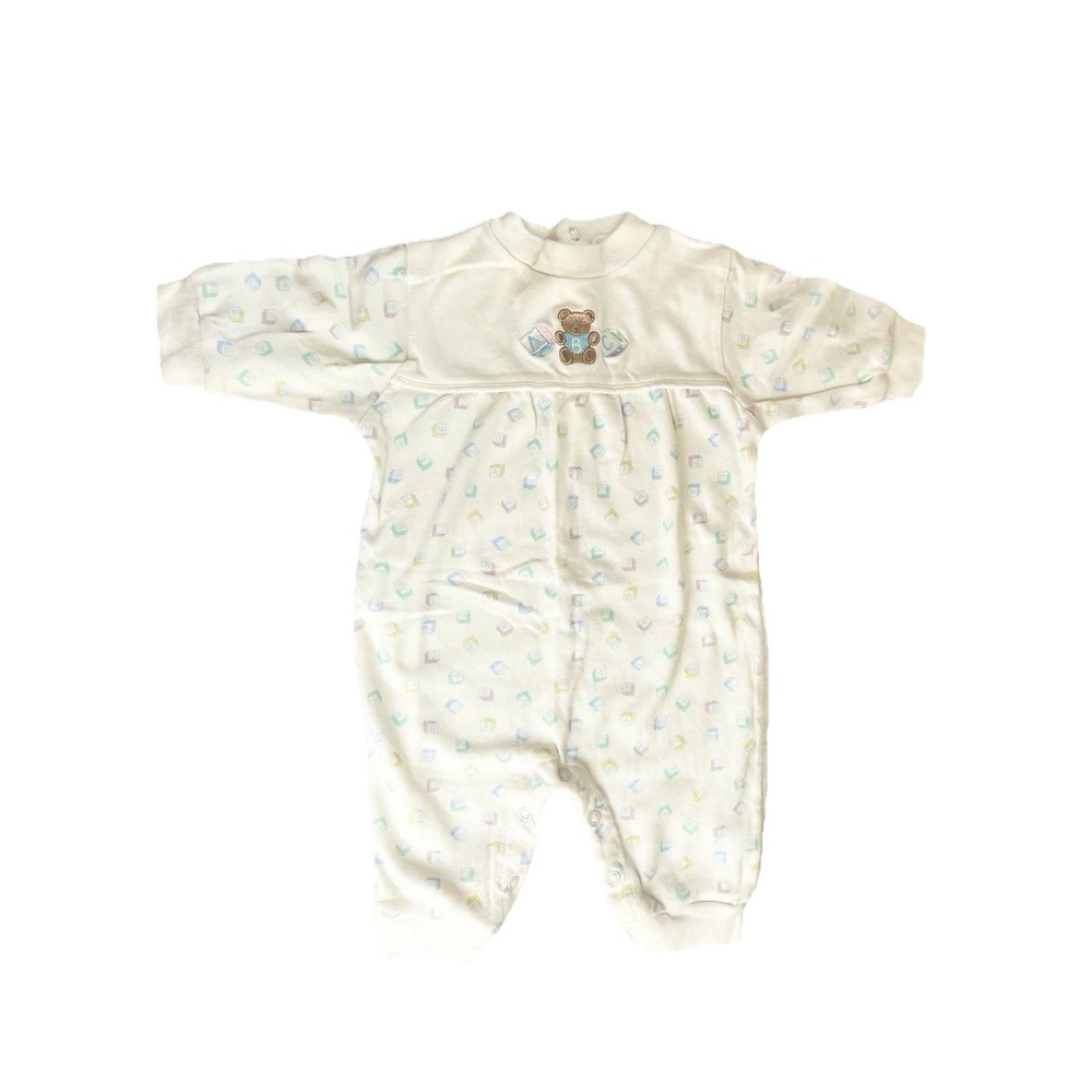 McBaby Vtg One Piece Baby Romper Outfit Bear Blocks 3-6 Months?